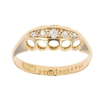 18ct Yellow Gold Five Stone 0.15ct Diamond Ring