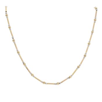 9ct Yellow and White Gold Beaded Chain 18"