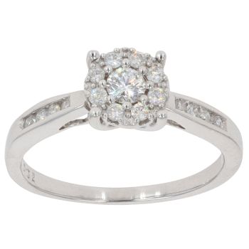 9ct White Gold 0.32ct Brilliant Cut Diamond Cluster Ring