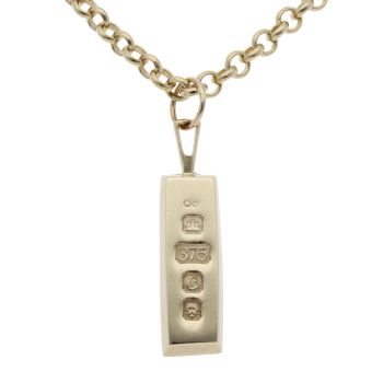 9ct Yellow Gold Ingot Pendant And Chain 18"