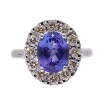 9ct White Gold 1.00ct Diamond and Tanzanite Cluster Ring