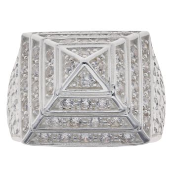 Silver Cubic Zirconia Pyramid Ring