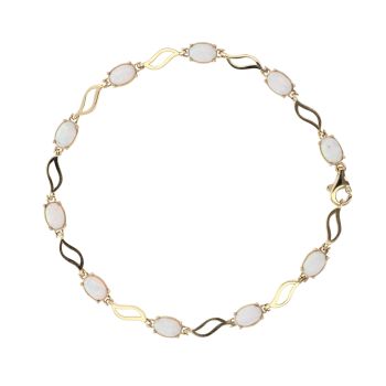 9ct Yellow Gold Created Opal Bracelet 7.5"