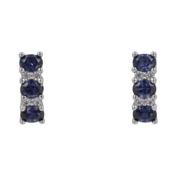 Silver Stone Set Blue Gemstone Drop Stud Earrlings By Icesia