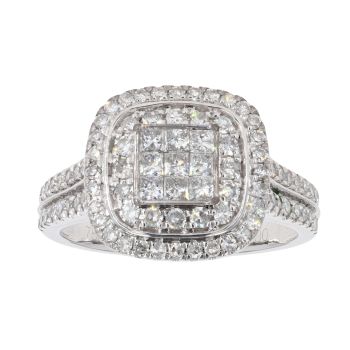 18ct White Gold 1.00ct Diamond Cluster Ring