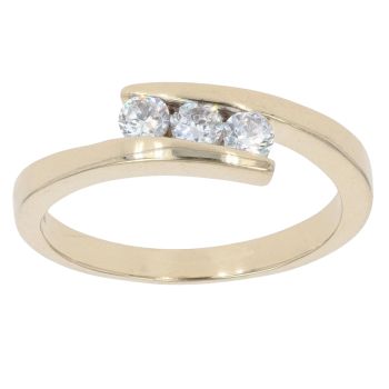 9ct Yellow Gold Cubic Zirconia Three Stone Ring