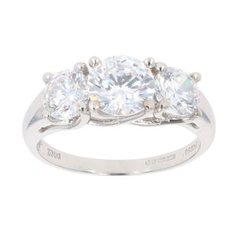 Platinum Three Stone Cubic Zirconia Ring
