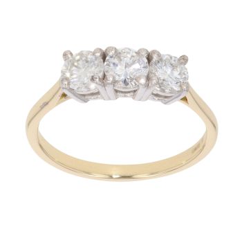 18ct Yellow Gold 1.00ct Diamond Trilogy Ring