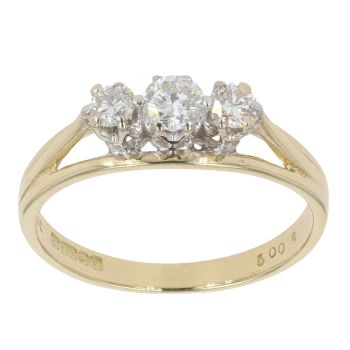 18ct Yellow Gold 0.50ct Brilliant Cut Diamond Trilogy Ring