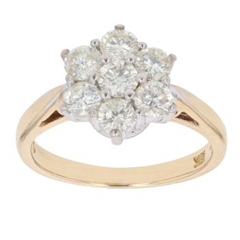 18ct Yellow Gold 1.00ct Brilliant Cut Diamond Cluster Ring
