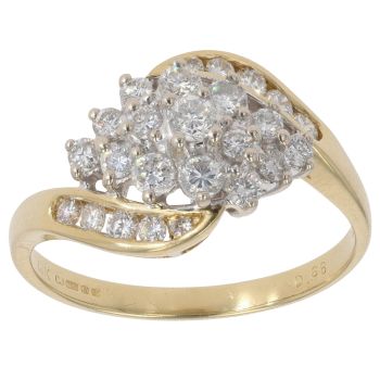 18ct Yellow Gold 0.68ct Brilliant Cut Diamond Cluster Ring