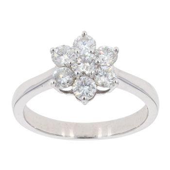 9ct White Gold Diamond Cluster Ring by Anya Belle