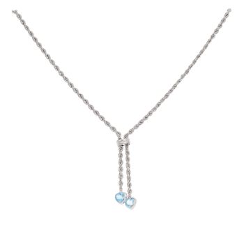 9ct White Gold Blue Topaz Pendant And Chain 16"
