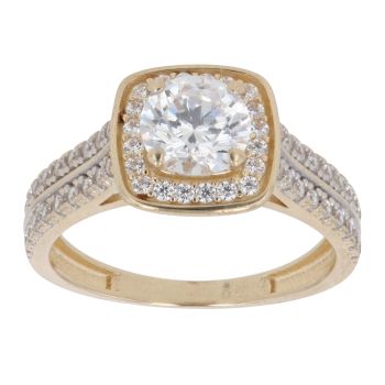9ct Yellow Gold Cubic Zirconia Cluster Ring