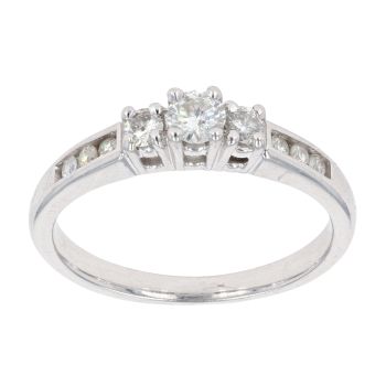 9ct White Gold 0.25ct Diamond Trilogy Ring