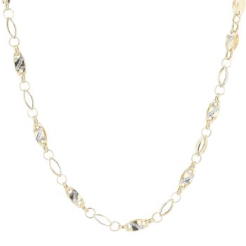 14ct Yellow and White Gold Greek Key Fancy Chain 18"