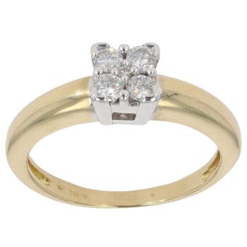 18ct Yellow Gold 0.33ct Brilliant Cut Diamond Cluster Ring
