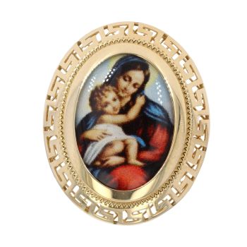 14ct Yellow Gold Our Lady Gemstone Ring