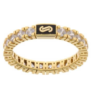 14ct Yellow Gold Monaco Cubic Zirconia Thin Full Eternity Ring