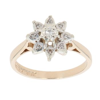 9ct Yellow Gold 0.10ct Diamond Cluster Ring