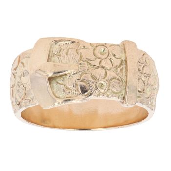 9ct Yellow Gold Patterned Buckle Ring
