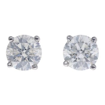 18ct White Gold 3.17ct Diamond Solitaire Stud Earrings