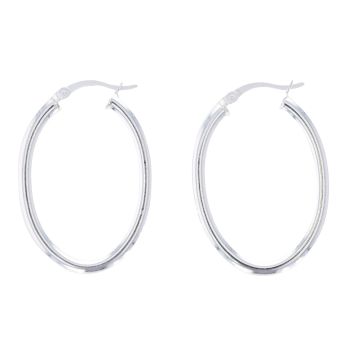 Silver Plain Oval Hoop Earrings By Icesia