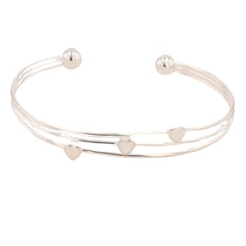 Silver Heart Torque Bangle by Icesia