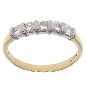 18ct Yellow Gold 0.50ct Brilliant Cut Diamond Five Stone Ring