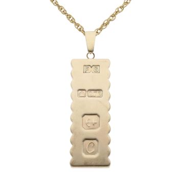 9ct Yellow Gold Ingot Pendant And Chain 20"