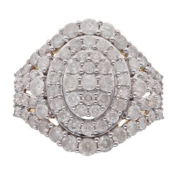 9ct Yellow Gold 2.00ct Diamond Cluster Ring
