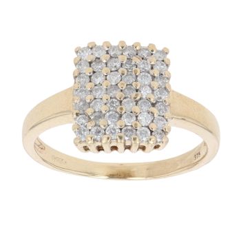 9ct Yellow Gold 0.45ct Brilliant Cut Diamond Cluster Ring