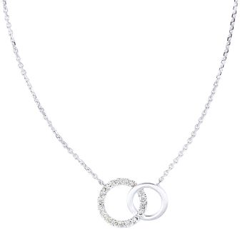 9ct White Gold Diamond Circle Necklace