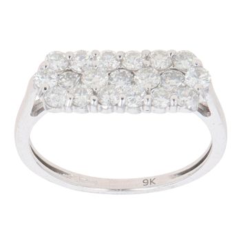 9ct White Gold 1.00ct Brilliant Cut Diamond Cluster Ring