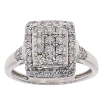 9ct White Gold 0.70ct Brilliant Cut Diamond Cluster Ring