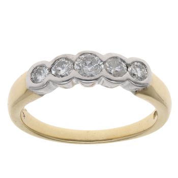 18ct Yellow Gold 0.50ct Brilliant Cut Diamond Five Stone Ring