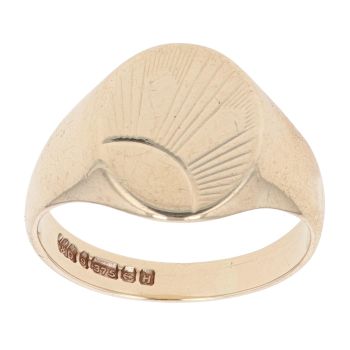 9ct Yellow Gold Patterned Signet Ring