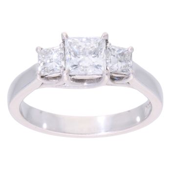Platinum 1.51ct Princess Cut Diamond Trilogy Ring