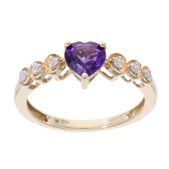 9ct Yellow Gold Created Amethyst And Diamond Fancy Ring