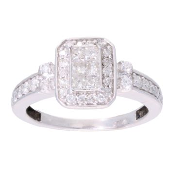 9ct White Gold 0.65ct Diamond Cluster Ring