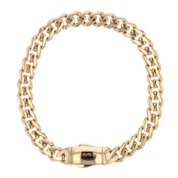 14ct Yellow Gold Monaco Classic Plain Lock Curb Bracelet 6.5"