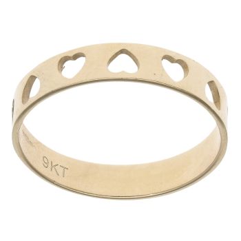 9ct Yellow Gold Heart Band Ring