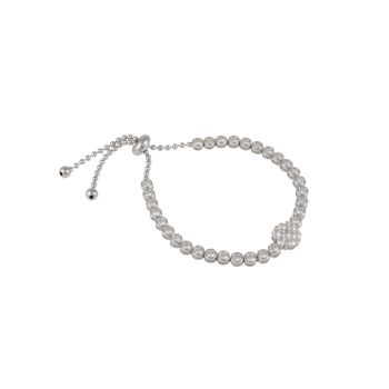 Sterling Silver Floral Cubic Zirconia Toggle Bracelet