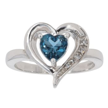 9ct White Gold Topaz and 0.05ct Diamond Ring