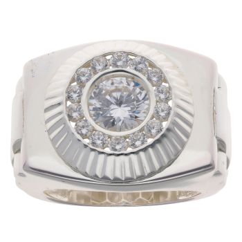 Silver Cubic Zirconia Watch Style Ring
