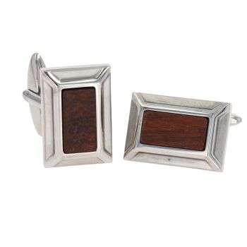 Unique & Co. Stainless Steel Wood Effect Cufflinks