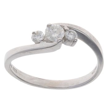 9ct White Gold 0.33ct Brilliant Cut Diamond Trilogy Twist Ring