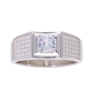 Silver Cubic Zirconia Signet Ring by Icesia