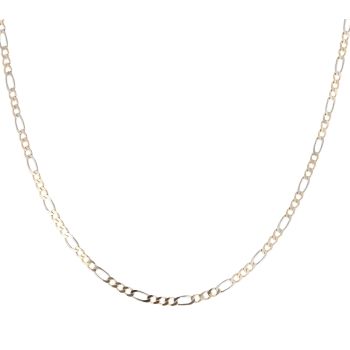 9ct Yellow And White Gold Figaro Chain 18"