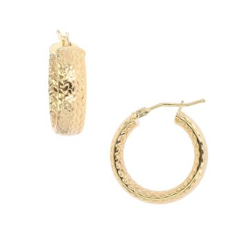 9ct Yellow Gold Bark Hoop Earrings